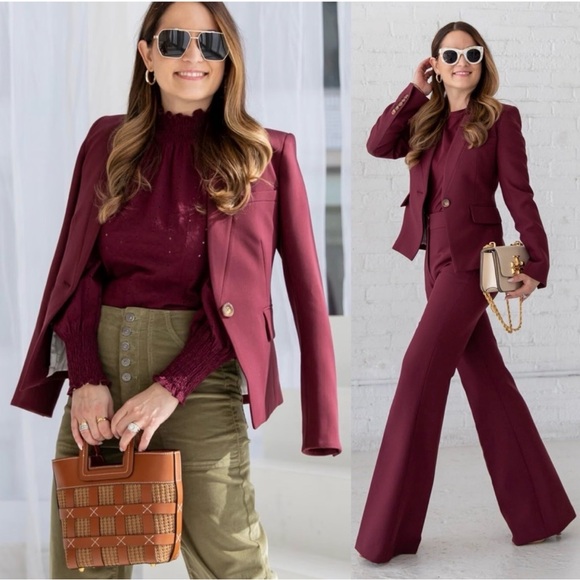Veronica Beard Jackets & Blazers - Veronica Beard Farley Stand Collar Blazer in Merlot Sz 6